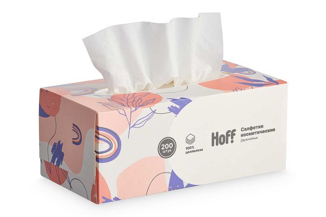 Изображение товара Косметические салфетки HOFF двухслойные 200 шт. для очищения и макияжа