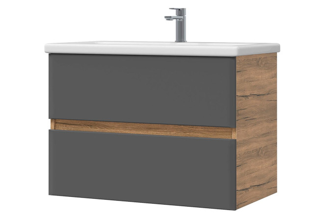 Изображение товара Тумба подвесная Sanstar Graffa 65,8 см дуб вотан графит софт