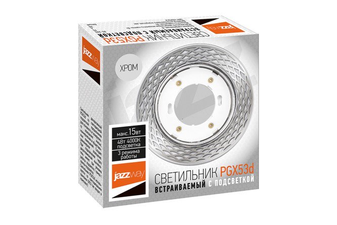 Светильник встраиваемый JAZZWAY MN21-Chrome PGX53d с подсветкой 12x2.5x12 см, GX53