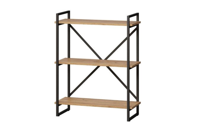 Изображение товара Стеллаж Роквуд из стали и ЛДСП в черном и дубовом цвете, размеры 80x102x34 см