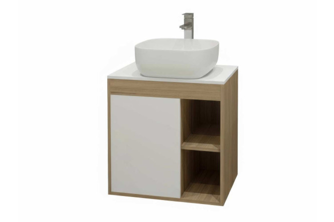 Изображение товара Тумба подвесная TEYMI Nura с раковиной 60 см в цвете дуб эврика