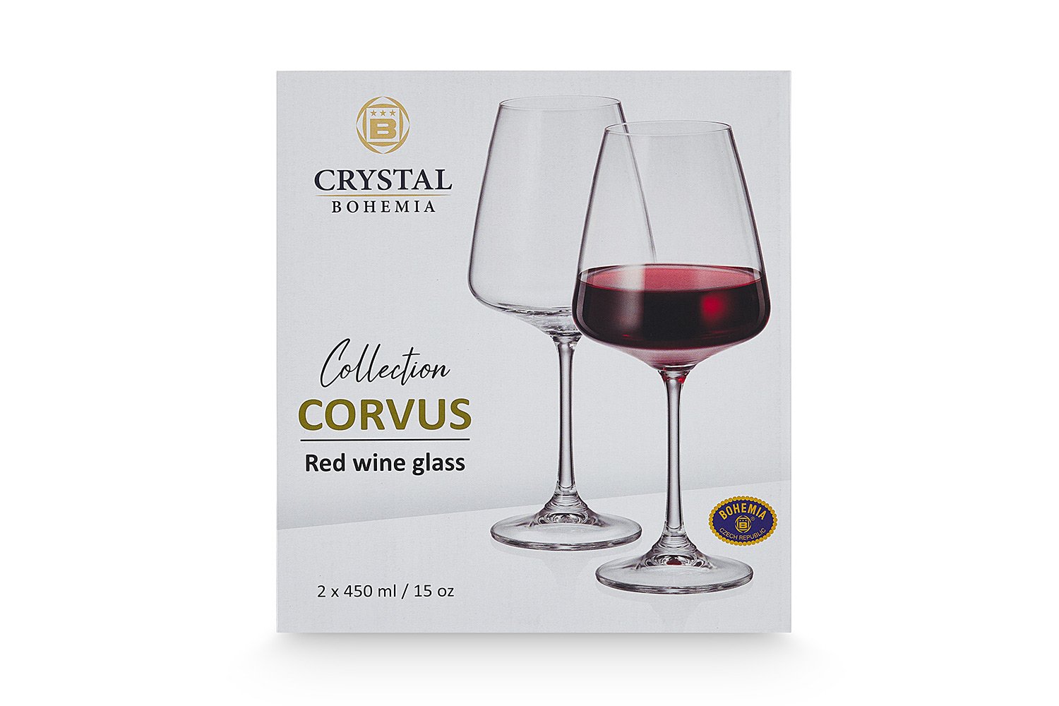 Набор бокалов для красного вина CRYSTAL BOHEMIA Corvus 450 мл, 2 шт., Стекло