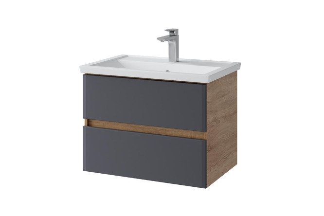 Изображение товара Тумба подвесная Sanstar Инфинити 394.1-1.4.1.КФОС 71 см, цвет каркаса дуб Сонома светлый, фасада графит софт