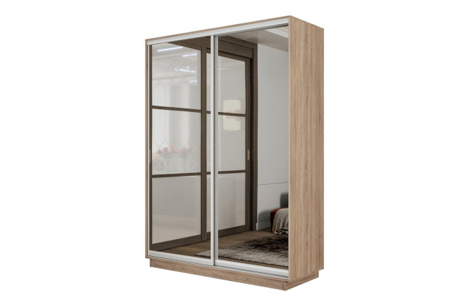 Изображение товара Двухдверный шкаф-купе Slide-2 v.2 с зеркалами 140х240х60 см Сонома/серебро