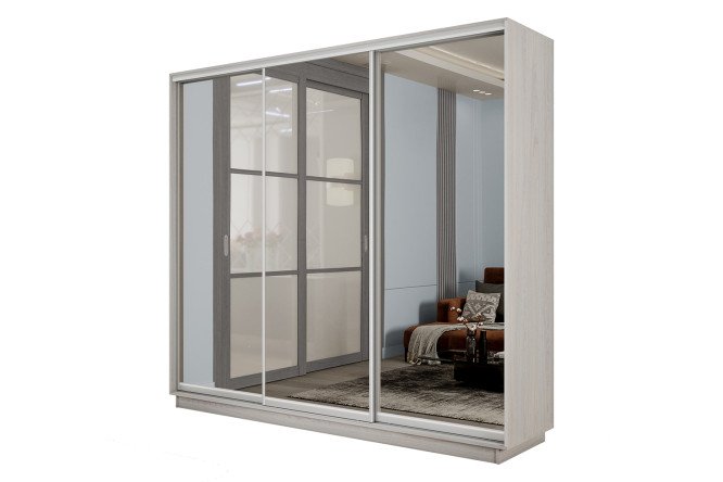 Изображение товара Шкаф-купе 3-дверный Slide-2 210х220х60 см ясень анкор светлый серебро