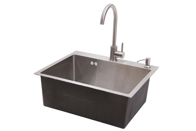 Изображение товара Врезная кухонная мойка ALCORA Vienna с сифоном смесителем и диспенсером 50х45х22 см