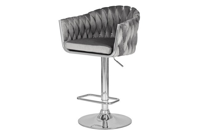 Изображение товара Барный стул DOBRIN Marcel 55х89х49 см с серой обивкой и хром ножками