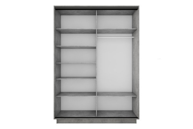 Шкаф-купе 2-дверный Slide-2 v.2 120х240х60 см, бетон/чёрный профиль, с двумя зеркалами, с разделителями