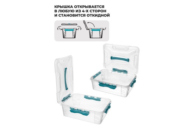 Ящик для хранения универсальный Grand box с крышкой, замками и ручкой 39x12.4x29 см, 10 л