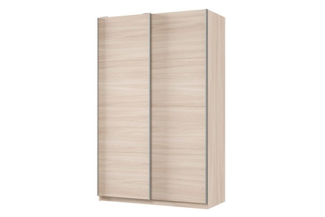 Изображение товара Шкаф-купе 2-дверный Практик 140х220х60 см, ясень шимо светлый, профиль серебро