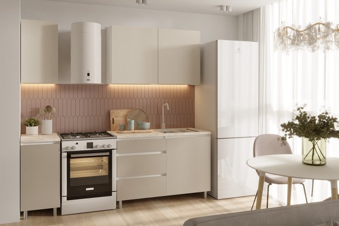 Изображение товара Кухонный гарнитур Ренер 160х220х60 см белый каркас кашемир фасад