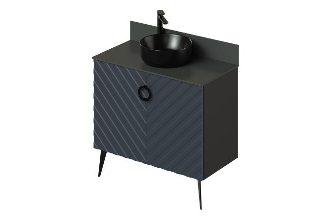 Изображение товара Тумба напольная Palladio 2.0 90.6 см черный корпус маренго софт