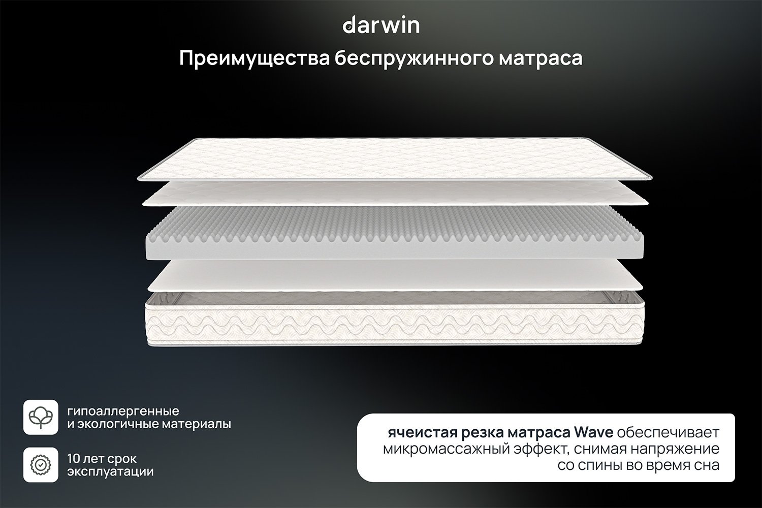 Матрас анатомический DARWIN Wave 80х190 см