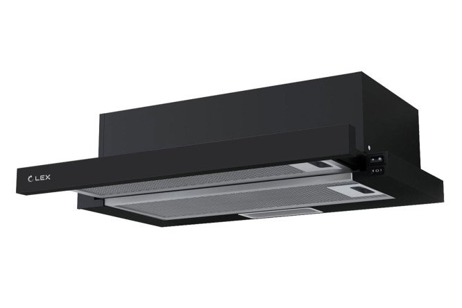 Изображение товара Вытяжка LEX Hogan 600 Black — компактная кухонная вытяжка с рециркуляцией