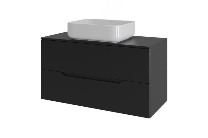 Изображение товара Тумба подвесная Line 100 Li-100TubMDF+B05-500W 100.5 см, цвет каркаса чёрный, фасада чёрный