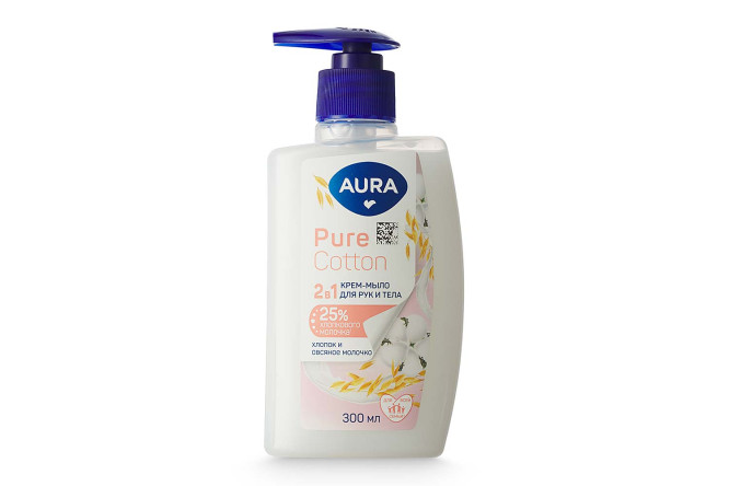 Изображение товара Крем-мыло для рук и тела Pure cotton Хлопок и овсяное молочко 300 мл
