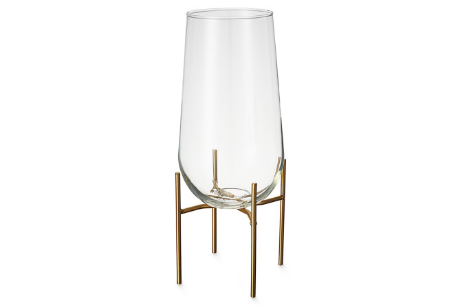 Изображение товара Стеклянная ваза на подставке D-4033-1 22.5 см прозрачная с золотом