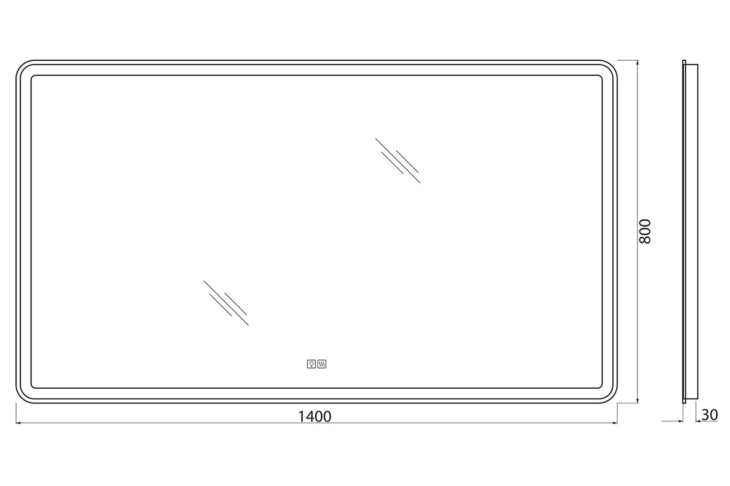 Зеркало с подсветкой BELBAGNO SPC-MAR-1400-800-LED-TCH-WARM с подогревом 140х80 см