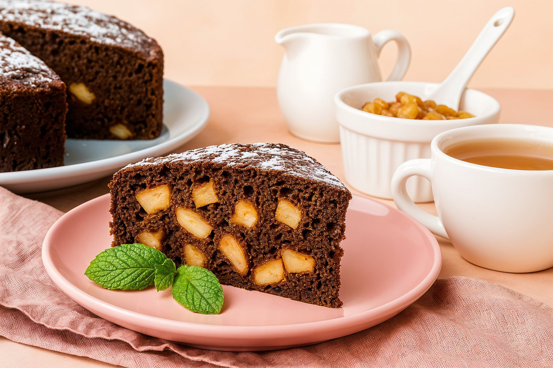 Шоколадно-яблочный пирог