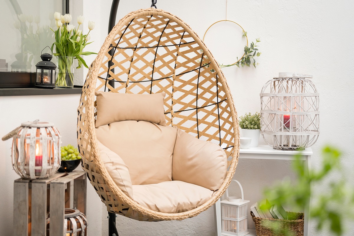 Кресло бамбуковое с подушкой круглое