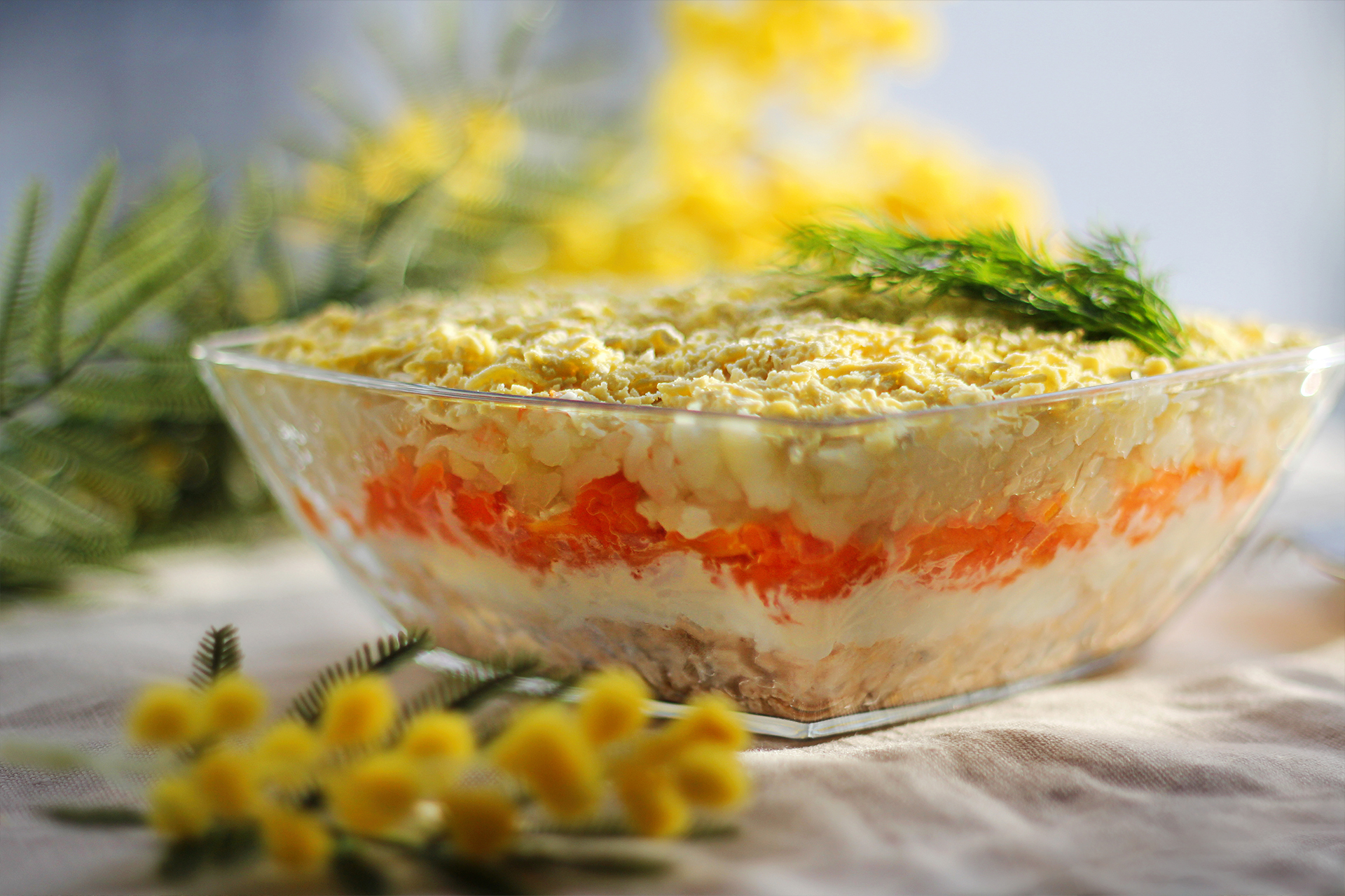 Классический рецепт салата мимоза с консервой – как приготовить дома