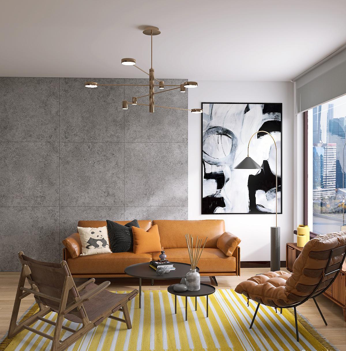 Лофт-комната с индустриальной мебелью и винтажными элементами